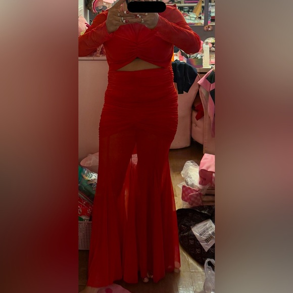 Nasty Gal Pants - Red silky flared leg pant suit NWT